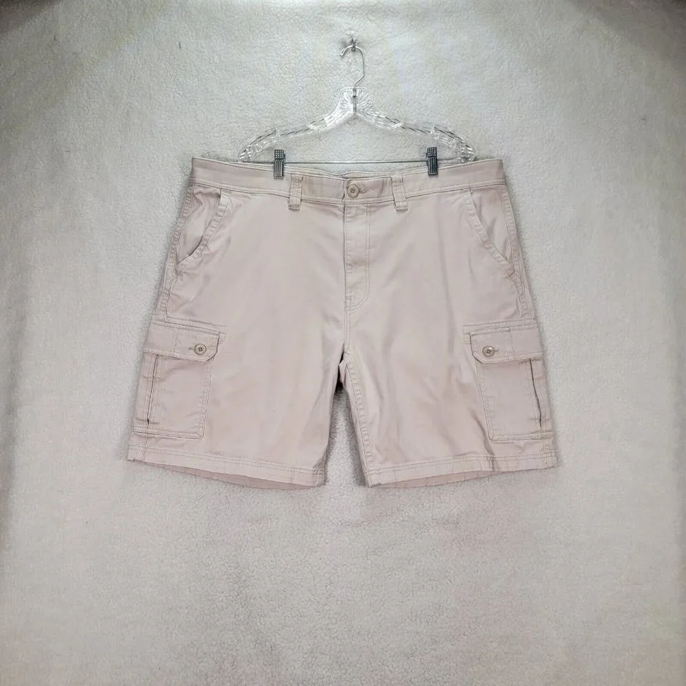 St. Johns Bay Beige Comfort Stretch Relax Casual Outdoor Men's Cargo Shorts